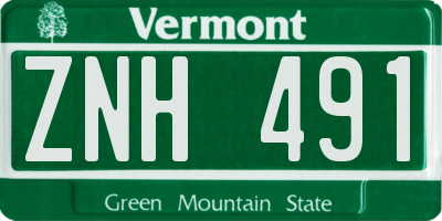 VT license plate ZNH491