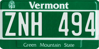 VT license plate ZNH494