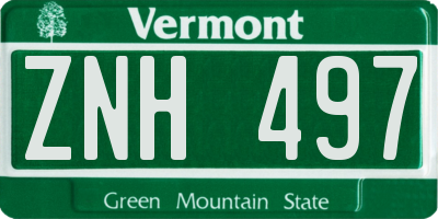 VT license plate ZNH497