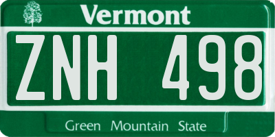 VT license plate ZNH498