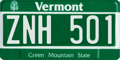 VT license plate ZNH501