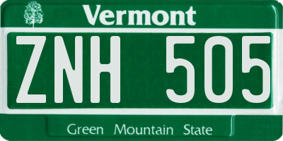 VT license plate ZNH505