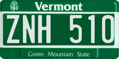 VT license plate ZNH510