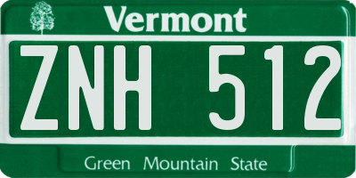 VT license plate ZNH512