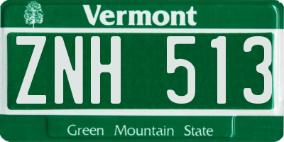 VT license plate ZNH513