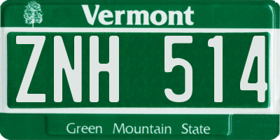 VT license plate ZNH514