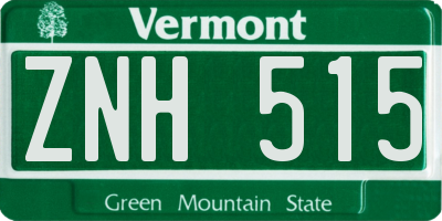 VT license plate ZNH515