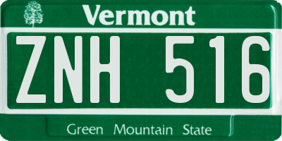 VT license plate ZNH516
