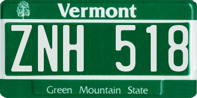 VT license plate ZNH518