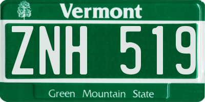 VT license plate ZNH519
