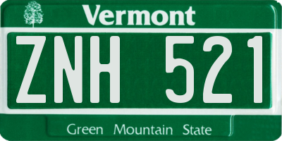 VT license plate ZNH521