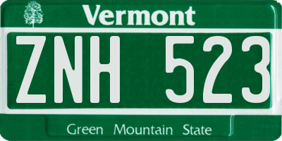 VT license plate ZNH523