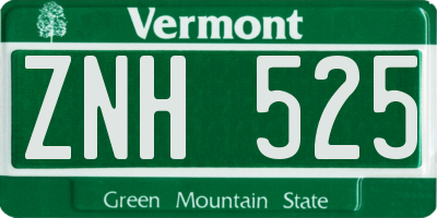 VT license plate ZNH525