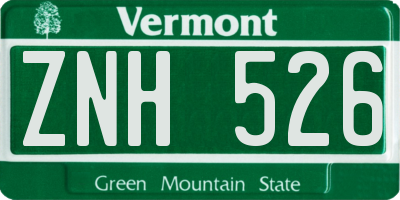 VT license plate ZNH526