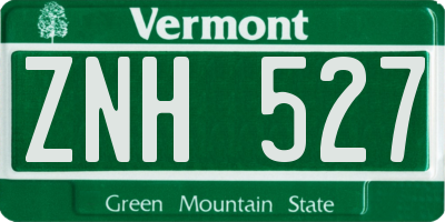 VT license plate ZNH527