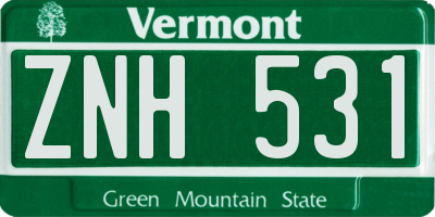 VT license plate ZNH531