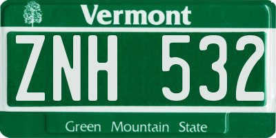 VT license plate ZNH532