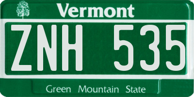 VT license plate ZNH535