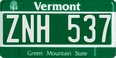 VT license plate ZNH537