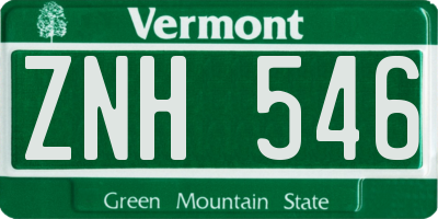 VT license plate ZNH546