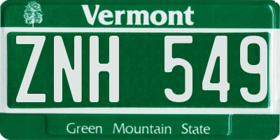 VT license plate ZNH549