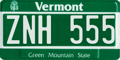 VT license plate ZNH555