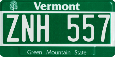 VT license plate ZNH557