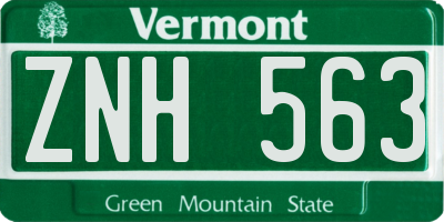 VT license plate ZNH563