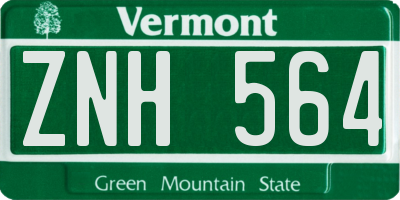 VT license plate ZNH564