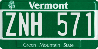 VT license plate ZNH571