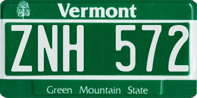VT license plate ZNH572