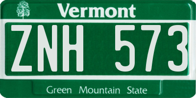 VT license plate ZNH573