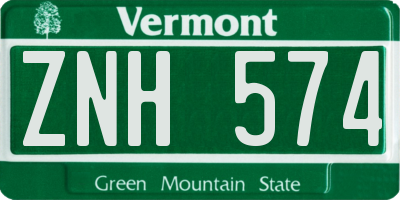 VT license plate ZNH574