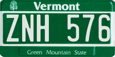 VT license plate ZNH576
