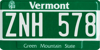 VT license plate ZNH578