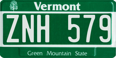 VT license plate ZNH579