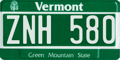 VT license plate ZNH580