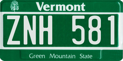 VT license plate ZNH581