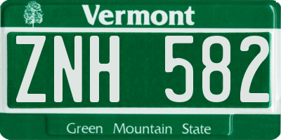 VT license plate ZNH582