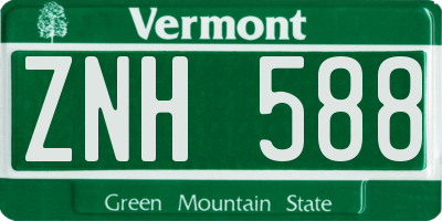 VT license plate ZNH588