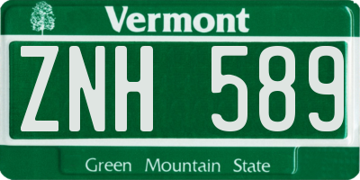 VT license plate ZNH589