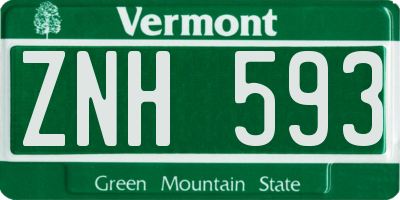 VT license plate ZNH593