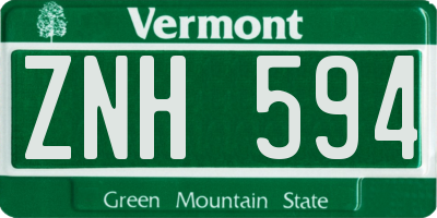 VT license plate ZNH594
