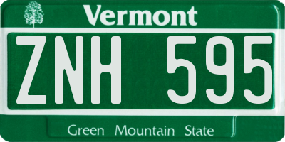 VT license plate ZNH595