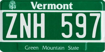 VT license plate ZNH597