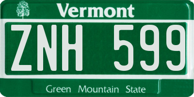 VT license plate ZNH599