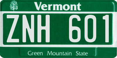VT license plate ZNH601