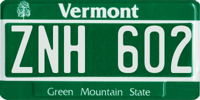 VT license plate ZNH602