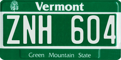 VT license plate ZNH604