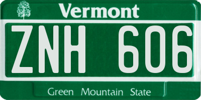 VT license plate ZNH606